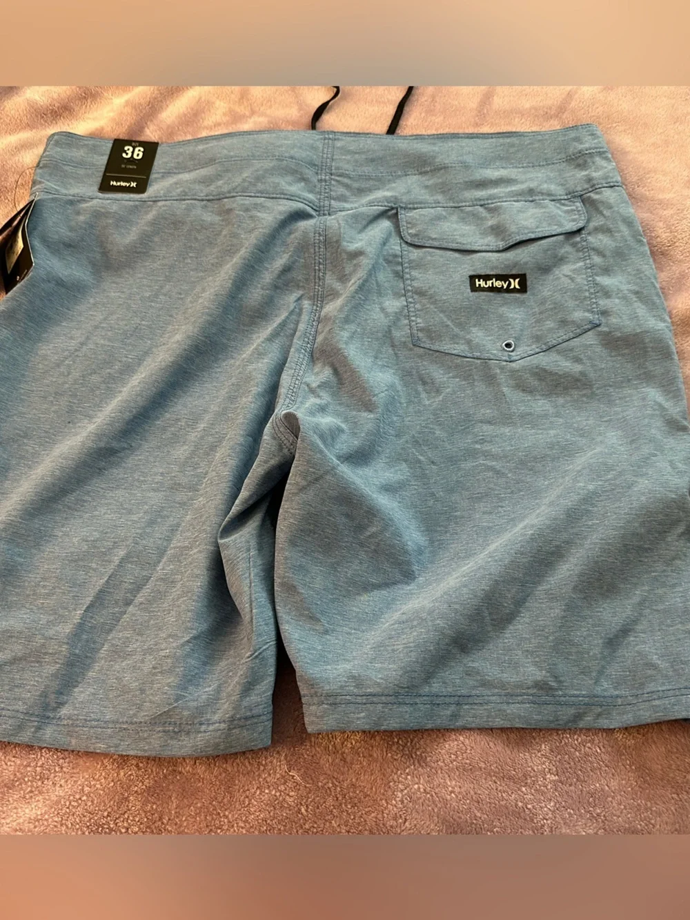 Hurley Light Blue Men's Swim Hybrids with Black Drawstring